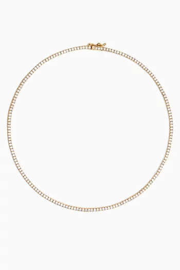 Four Prong Tennis Necklace in 14kt Gold-plates Brass