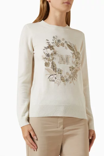 Bari Embellished Sweater in Wool-cashmere Blend