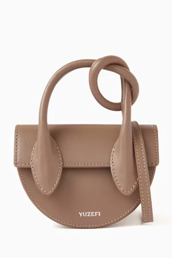 Mini Pretzel Top Handle Bag in Smooth Leather