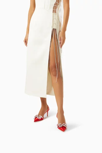 Emmanuel 70 Embellished Slingback Pumps in Satin