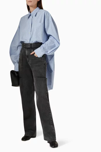 Cut-out Distressed Jeans in Cotton-denim