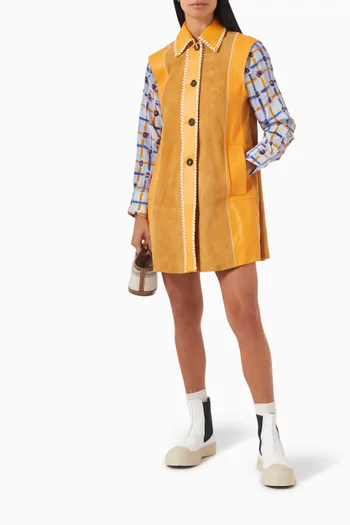 Striped Whipstitch-trim Waistcoat in Leather
