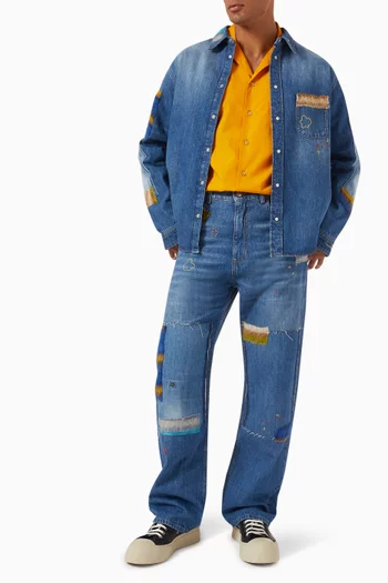 Hidden Logo Bowling Shirt in Cotton Poplin