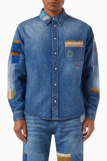Patchwork Shirt in Cotton Denim