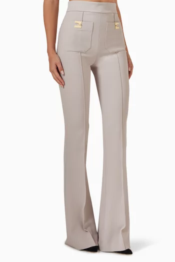 Flared Trousers in Stretch Crepe