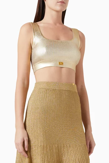 Laminated Ribbed Crop Top in Viscose-blend
