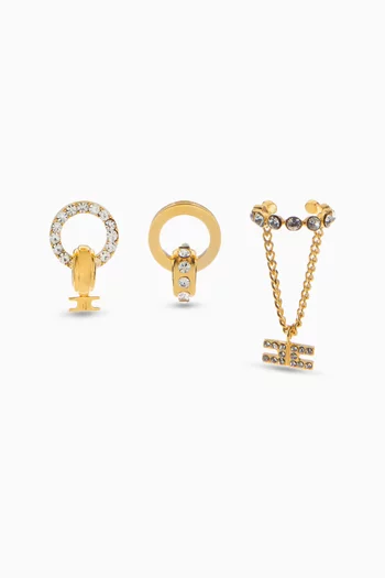 Circular Rhinestone Earrings, Set of 3