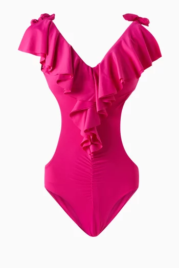 Ruffle Cut-out One-piece Swimsuit