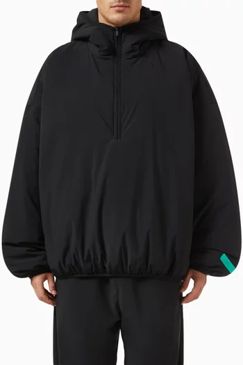 Half-zip Filled Hoodie in Stretch Woven Nylon