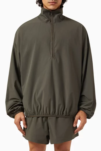 Half-zip Mockneck Sweatshirt in Stretch Woven Nylon