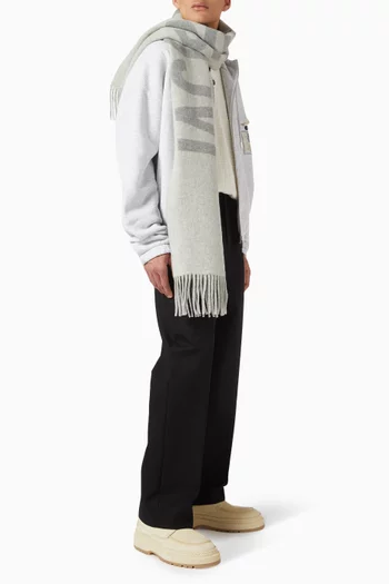 Fringed Logo Scarf in Wool