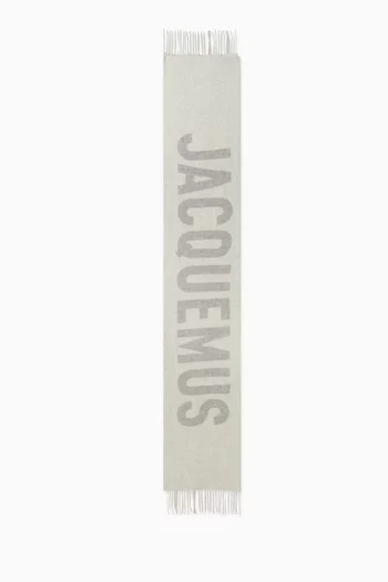 Fringed Logo Scarf in Wool