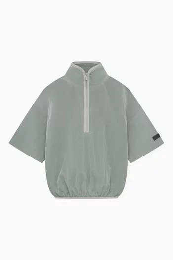 Half-zip Mockneck Shirt in Crinkle Nylon