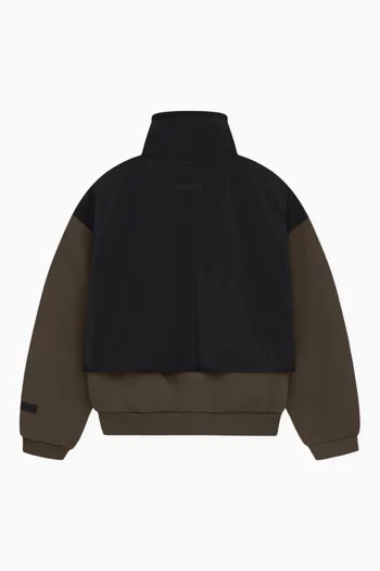 Mockneck Sweater in Stretch-nylon & Cotton-fleece