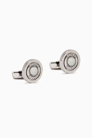 Gyro Cufflinks with Mother of Pearl in Sterling Silver