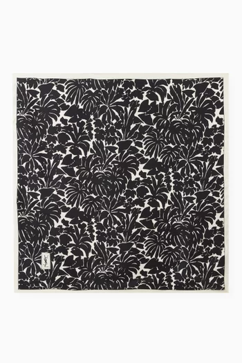 Square Leaves Print Scarf in Organic Silk
