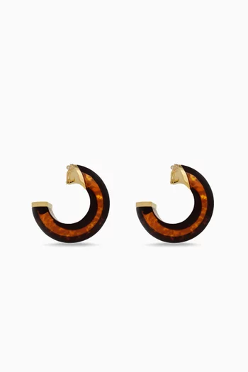 Tortoiseshell Clip-on Hoop Earrings in Resin