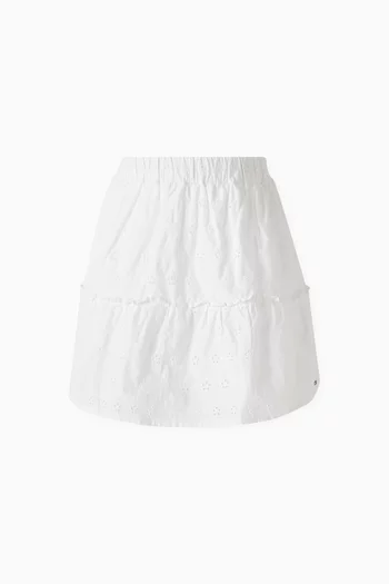 Monogram Tiered Skirt in Broderie Anglaise
