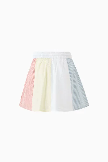 Stripe A-line Skirt in Seersucker Cotton