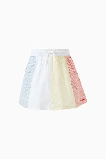 Stripe A-line Skirt in Seersucker Cotton