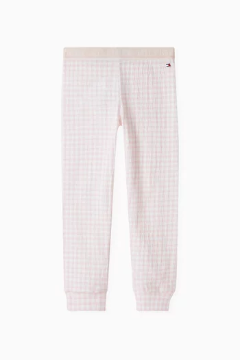 Logo Gingham Leggings in Stretch Cotton