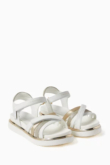 Logo Velcro Sandals in Faux Leather