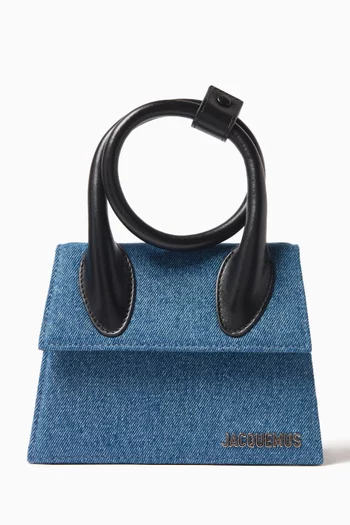 Le Chiquito Noeud Tote Bag in Denim & Leather