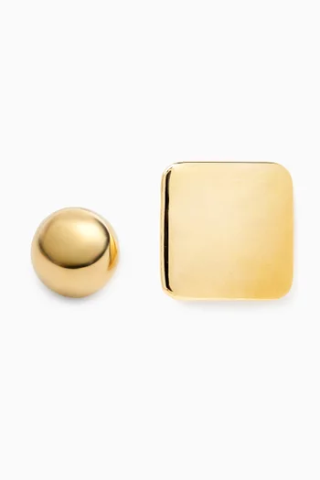 Square Round Stud Earrings in Brass