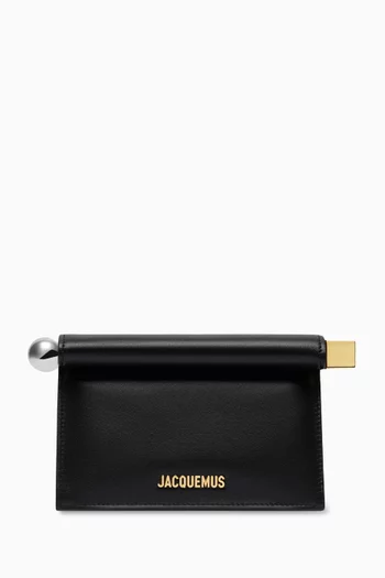 La Petite Pochette Rond Clutch Bag in Leather