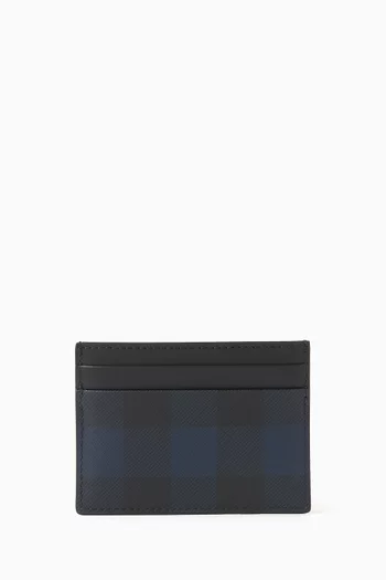 Logo Card Case in Check Canvas & Leather