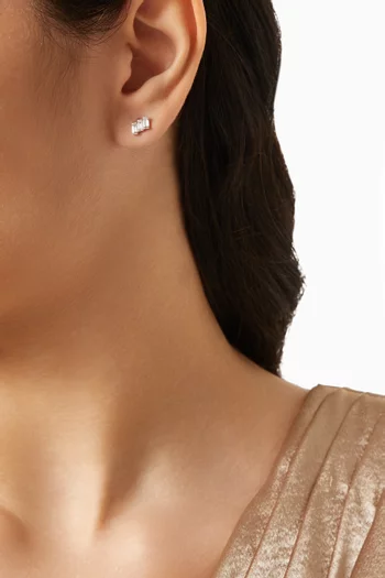 Baguette Diamond Mini Ladder Stud Earrings in 18kt White Gold