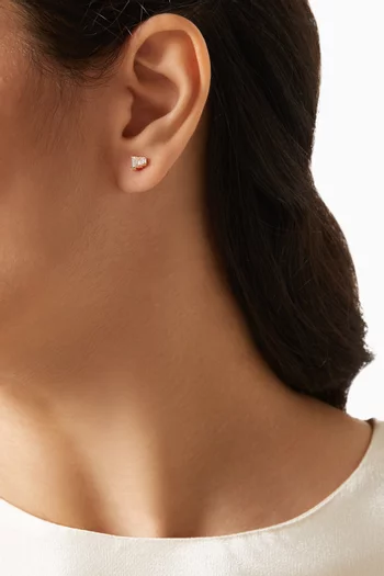 Trio Baguette Diamond Stud Earrings in 18kt Gold