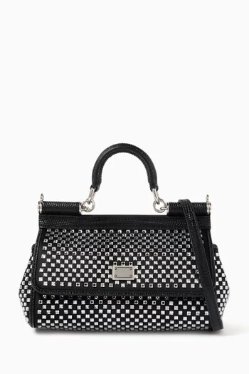 Small Sicily Crystal-embellished Top-handle Bag in Satin