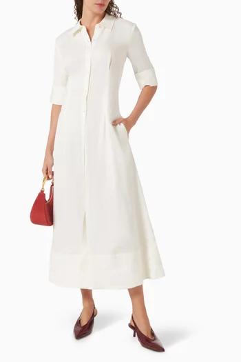 فستان كلودين بنمط قميص مزيج كتان