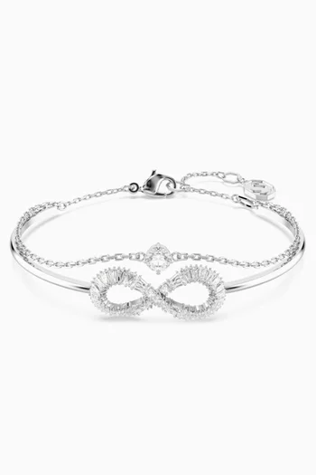 Hyperbola Inifinity Crystal Bangle in Rhodium-plated Metal