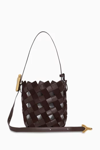 YY Bucket Woven Bag in Calfskin Leather