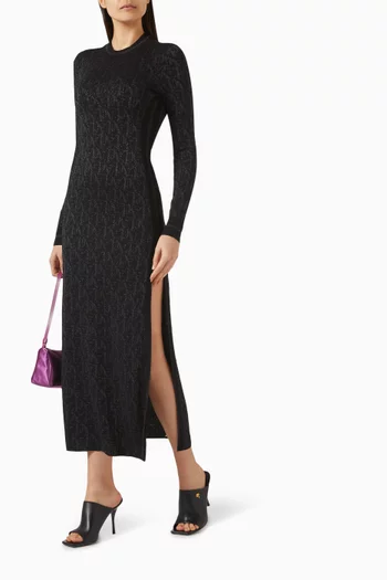 Monogram Jacquard Midi Dress in Viscose Knit