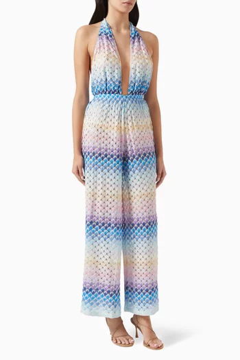Lace Effect Jumpsuit in Rayon