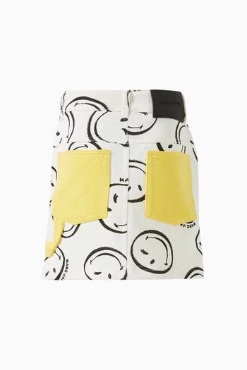 Smiley Logo-print Skirt in Cotton