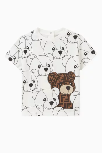 Allover Teddy Bear Print T-shirt in Cotton