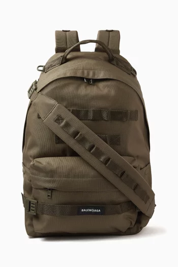 حقيبة ظهر بتصميم عسكري متوسطة الحجم بحمالات متعددة نايلون معاد تدويره