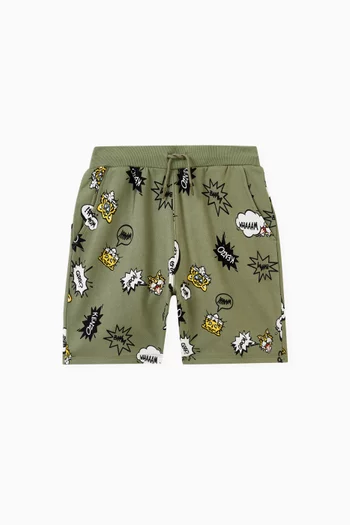 All-over Printed Bermuda Shorts in Cotton Blend
