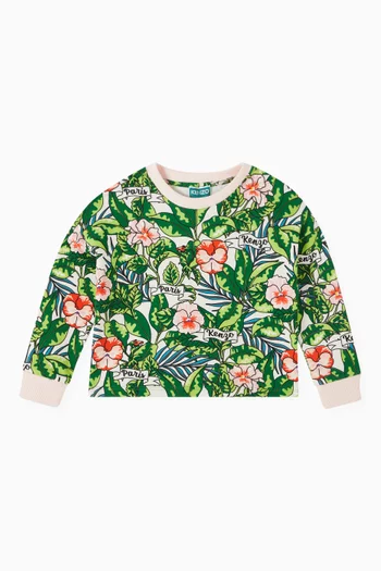 Floral-print Sweatshirt in Cotton
