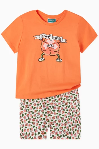 Floral-print Shorts in Cotton Twill