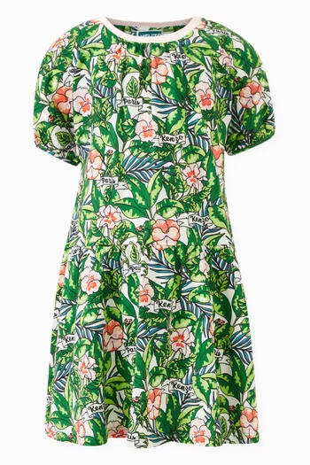 Floral-print Dress in Cotton Jersey