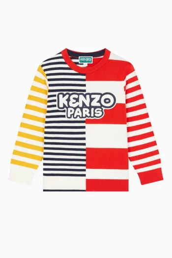 Sailor Striped Logo Sweatshirt in Cotton Knit