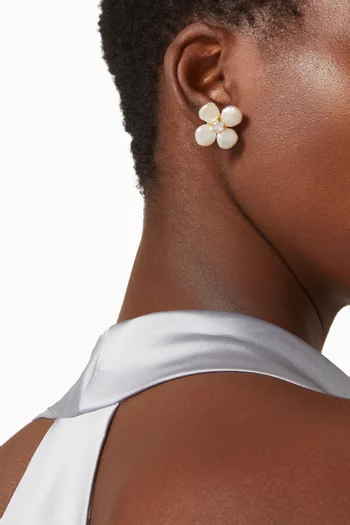 Flower Pearl Earrings in 14kt Vermeil Sterling Silver