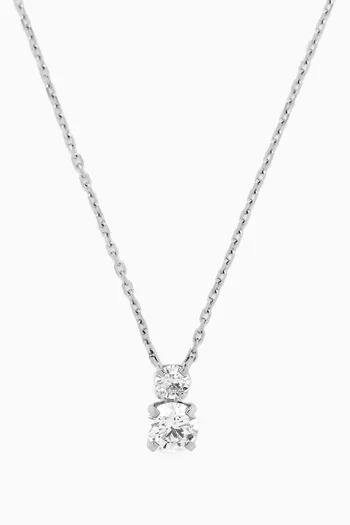 Round Diamond Drop Pendant Necklace in 18kt White Gold