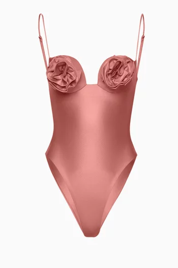 Flower Bustier Swimsuit in Italian Fabric