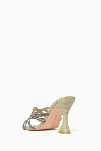 Tiphane 85 Crystal-embellished Mules in Croc-embossed Leather